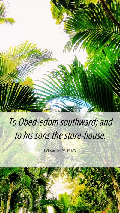 Picture 06 - 1 Chronicles 26:15 ASV Mobile Phone Wallpaper - To Obed-edom southward; and to his sons the - Mobile Bible Verse Wallpaper