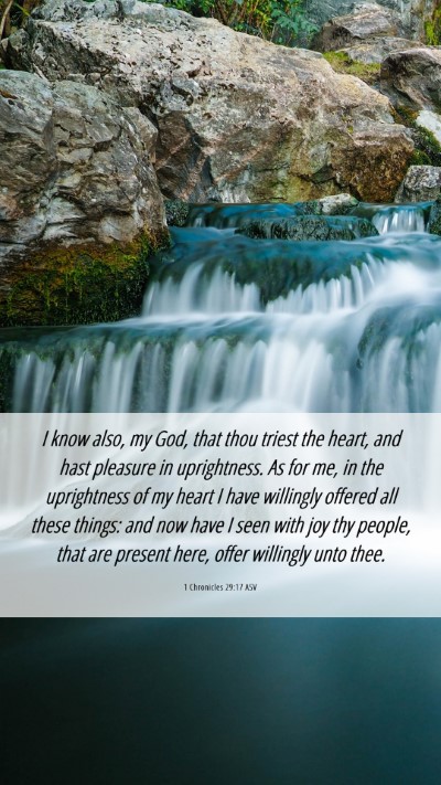 Picture 06 - 1 Chronicles 29:17 ASV Mobile Phone Wallpaper - I know also, my God, that thou triest the heart, - Mobile Bible Verse Wallpaper