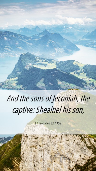 Picture 06 - 1 Chronicles 3:17 ASV Mobile Phone Wallpaper - And the sons of Jeconiah, the captive: Shealtiel - Mobile Bible Verse Wallpaper