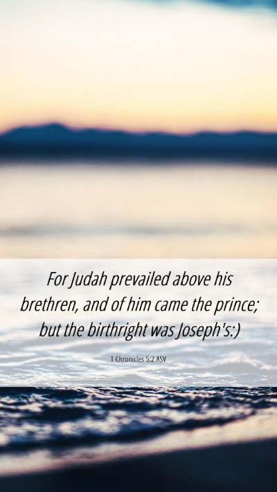 Picture 06 - 1 Chronicles 5:2 ASV Mobile Phone Wallpaper - For Judah prevailed above his brethren, and of - Mobile Bible Verse Wallpaper