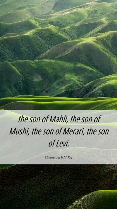 Picture 06 - 1 Chronicles 6:47 ASV Mobile Phone Wallpaper - the son of Mahli, the son of Mushi, the son of - Mobile Bible Verse Wallpaper