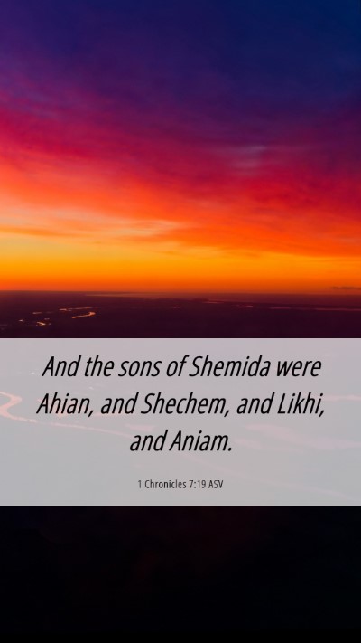 Picture 06 - 1 Chronicles 7:19 ASV Mobile Phone Wallpaper - And the sons of Shemida were Ahian, and Shechem, - Mobile Bible Verse Wallpaper