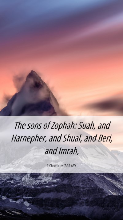 Picture 06 - 1 Chronicles 7:36 ASV Mobile Phone Wallpaper - The sons of Zophah: Suah, and Harnepher, and - Mobile Bible Verse Wallpaper