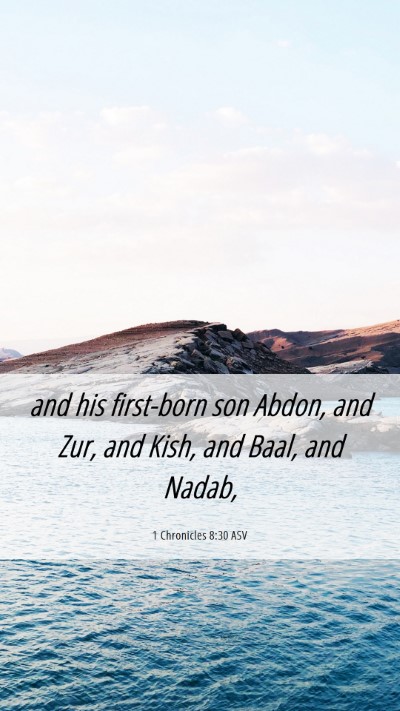 Picture 06 - 1 Chronicles 8:30 ASV Mobile Phone Wallpaper - and his first-born son Abdon, and Zur, and Kish, - Mobile Bible Verse Wallpaper