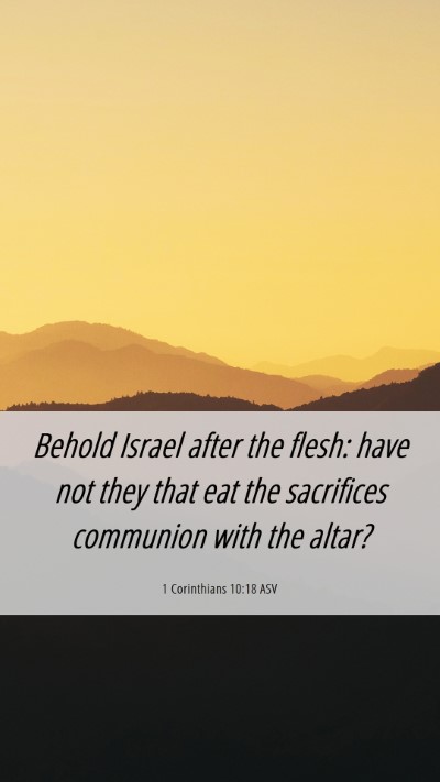 Picture 06 - 1 Corinthians 10:18 ASV Mobile Phone Wallpaper - Behold Israel after the flesh: have not they that - Mobile Bible Verse Wallpaper