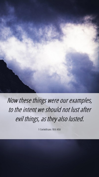 Picture 06 - 1 Corinthians 10:6 ASV Mobile Phone Wallpaper - Now these things were our examples, to the intent - Mobile Bible Verse Wallpaper