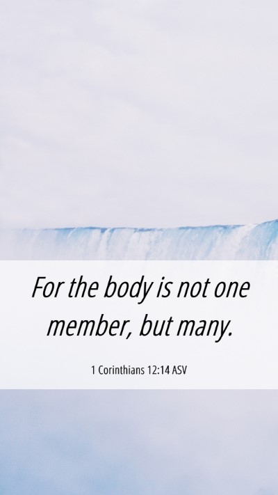 Picture 06 - 1 Corinthians 12:14 ASV Mobile Phone Wallpaper - For the body is not one member, but - Mobile Bible Verse Wallpaper