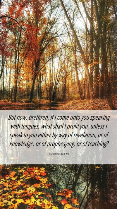 Picture 06 - 1 Corinthians 14:6 ASV Mobile Phone Wallpaper - But now, brethren, if I come unto you speaking - Mobile Bible Verse Wallpaper