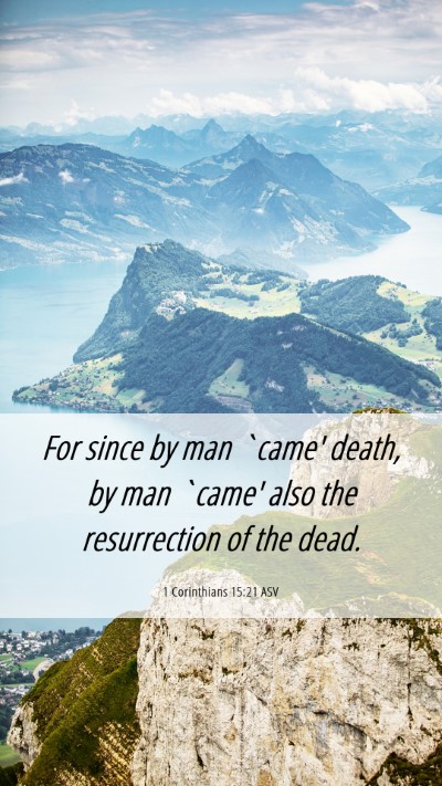 Picture 06 - 1 Corinthians 15:21 ASV Mobile Phone Wallpaper - For since by man `came' death, by man `came' also - Mobile Bible Verse Wallpaper