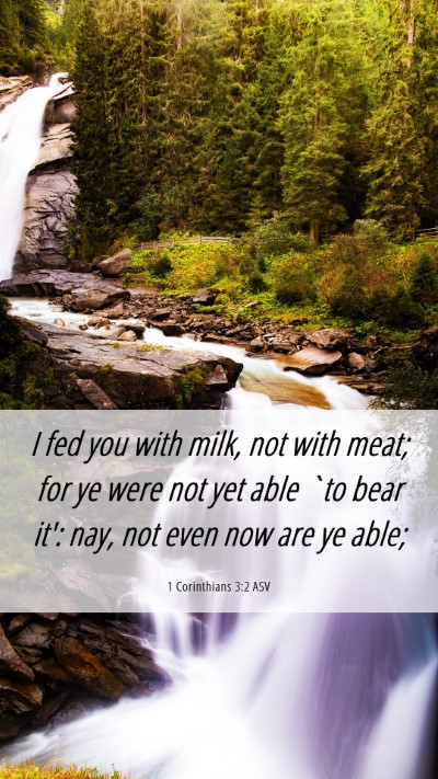 Picture 06 - 1 Corinthians 3:2 ASV Mobile Phone Wallpaper - I fed you with milk, not with meat; for ye were - Mobile Bible Verse Wallpaper
