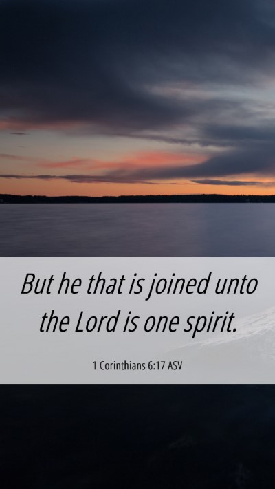 Picture 06 - 1 Corinthians 6:17 ASV Mobile Phone Wallpaper - But he that is joined unto the Lord is one - Mobile Bible Verse Wallpaper