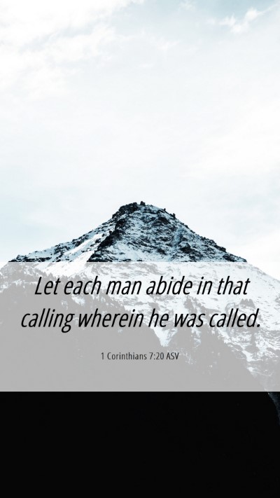 Picture 06 - 1 Corinthians 7:20 ASV Mobile Phone Wallpaper - Let each man abide in that calling wherein he was - Mobile Bible Verse Wallpaper
