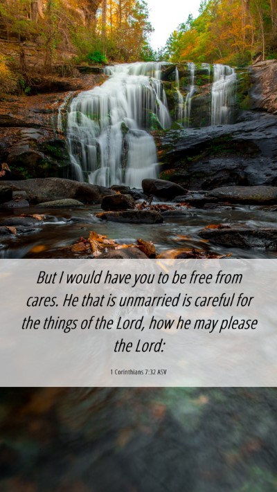 Picture 06 - 1 Corinthians 7:32 ASV Mobile Phone Wallpaper - But I would have you to be free from cares. He - Mobile Bible Verse Wallpaper