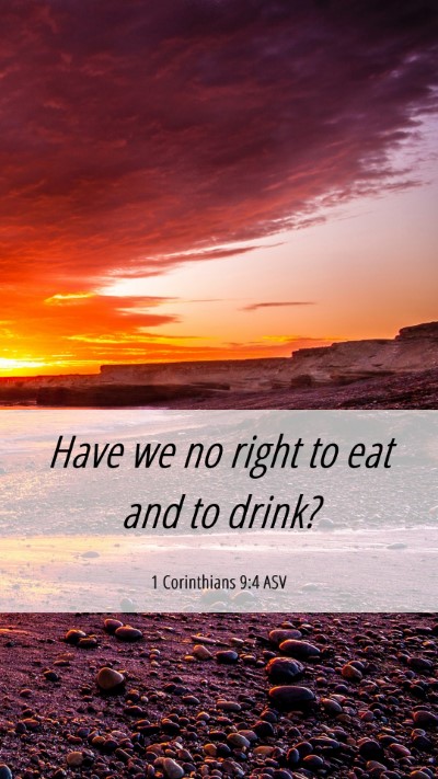 Picture 06 - 1 Corinthians 9:4 ASV Mobile Phone Wallpaper - Have we no right to eat and to - Mobile Bible Verse Wallpaper