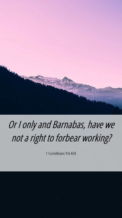 Picture 06 - 1 Corinthians 9:6 ASV Mobile Phone Wallpaper - Or I only and Barnabas, have we not a right to - Mobile Bible Verse Wallpaper