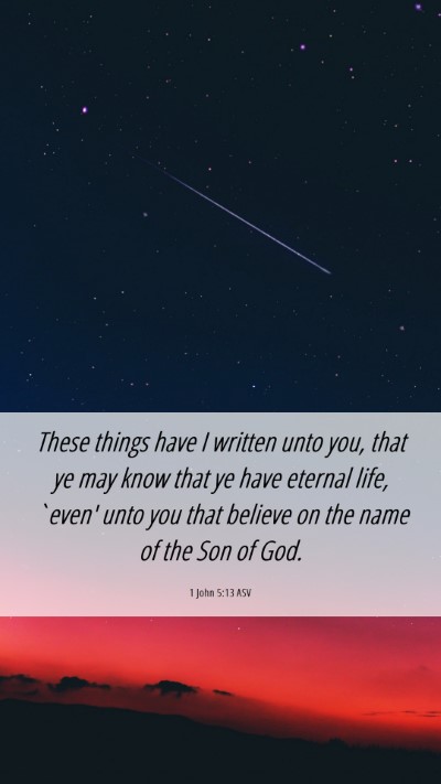 Picture 06 - 1 John 5:13 ASV Mobile Phone Wallpaper - These things have I written unto you, that ye may - Mobile Bible Verse Wallpaper