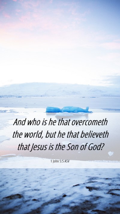 Picture 06 - 1 John 5:5 ASV Mobile Phone Wallpaper - And who is he that overcometh the world, but he - Mobile Bible Verse Wallpaper
