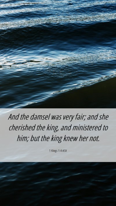 Picture 06 - 1 Kings 1:4 ASV Mobile Phone Wallpaper - And the damsel was very fair; and she cherished - Mobile Bible Verse Wallpaper