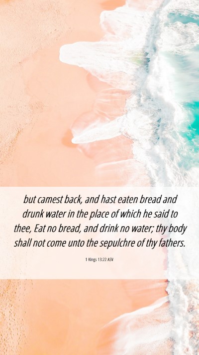 Picture 06 - 1 Kings 13:22 ASV Mobile Phone Wallpaper - but camest back, and hast eaten bread and drunk - Mobile Bible Verse Wallpaper