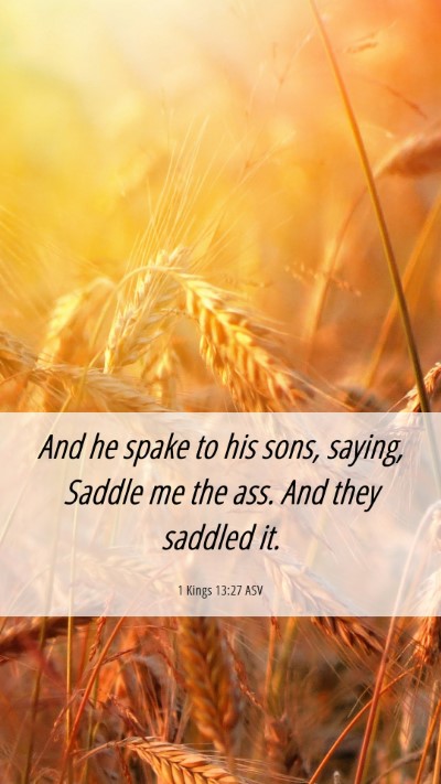 Picture 06 - 1 Kings 13:27 ASV Mobile Phone Wallpaper - And he spake to his sons, saying, Saddle me the - Mobile Bible Verse Wallpaper