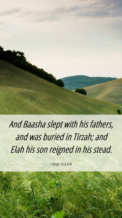 Picture 06 - 1 Kings 16:6 ASV Mobile Phone Wallpaper - And Baasha slept with his fathers, and was buried - Mobile Bible Verse Wallpaper
