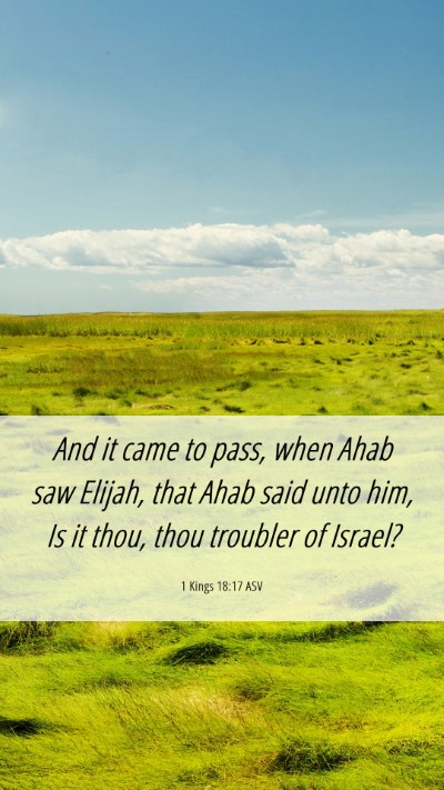 Picture 06 - 1 Kings 18:17 ASV Mobile Phone Wallpaper - And it came to pass, when Ahab saw Elijah, that - Mobile Bible Verse Wallpaper