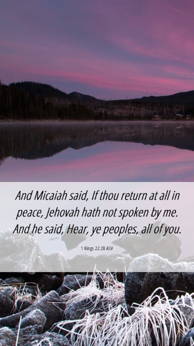Picture 06 - 1 Kings 22:28 ASV Mobile Phone Wallpaper - And Micaiah said, If thou return at all in peace, - Mobile Bible Verse Wallpaper