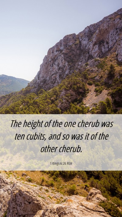 Picture 06 - 1 Kings 6:26 ASV Mobile Phone Wallpaper - The height of the one cherub was ten cubits, and - Mobile Bible Verse Wallpaper