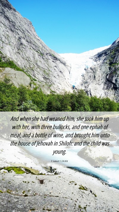 Picture 06 - 1 Samuel 1:24 ASV Mobile Phone Wallpaper - And when she had weaned him, she took him up with - Mobile Bible Verse Wallpaper