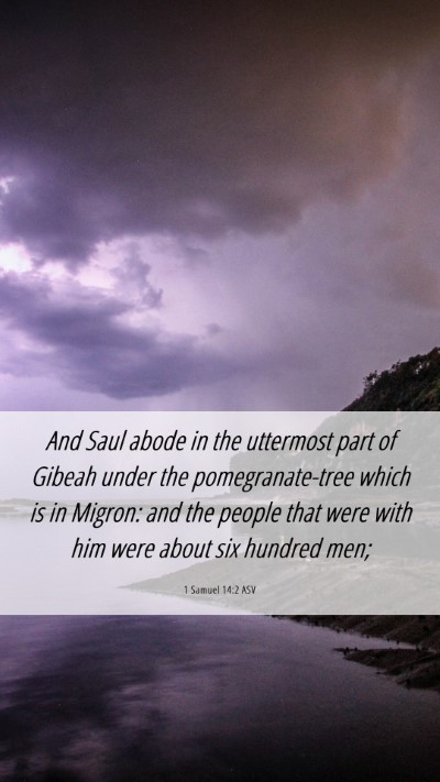 Picture 06 - 1 Samuel 14:2 ASV Mobile Phone Wallpaper - And Saul abode in the uttermost part of Gibeah - Mobile Bible Verse Wallpaper