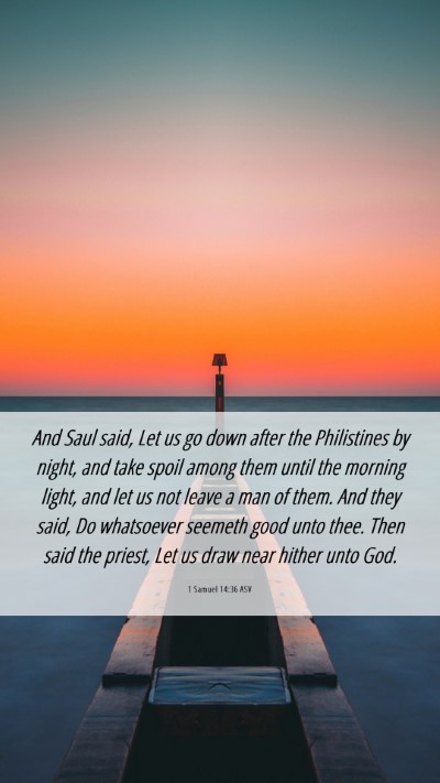 Picture 06 - 1 Samuel 14:36 ASV Mobile Phone Wallpaper - And Saul said, Let us go down after the - Mobile Bible Verse Wallpaper