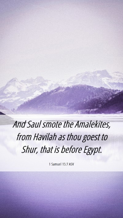 Picture 06 - 1 Samuel 15:7 ASV Mobile Phone Wallpaper - And Saul smote the Amalekites, from Havilah as - Mobile Bible Verse Wallpaper