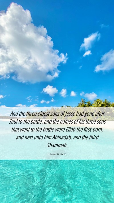 Picture 06 - 1 Samuel 17:13 ASV Mobile Phone Wallpaper - And the three eldest sons of Jesse had gone after - Mobile Bible Verse Wallpaper