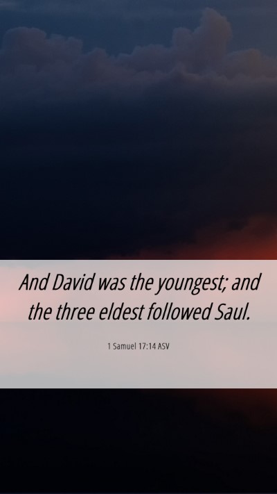 Picture 06 - 1 Samuel 17:14 ASV Mobile Phone Wallpaper - And David was the youngest; and the three eldest - Mobile Bible Verse Wallpaper