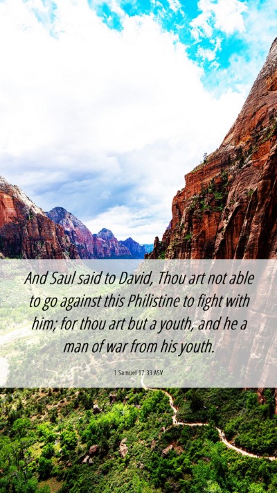 Picture 06 - 1 Samuel 17:33 ASV Mobile Phone Wallpaper - And Saul said to David, Thou art not able to go - Mobile Bible Verse Wallpaper