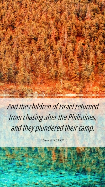 Picture 06 - 1 Samuel 17:53 ASV Mobile Phone Wallpaper - And the children of Israel returned from chasing - Mobile Bible Verse Wallpaper