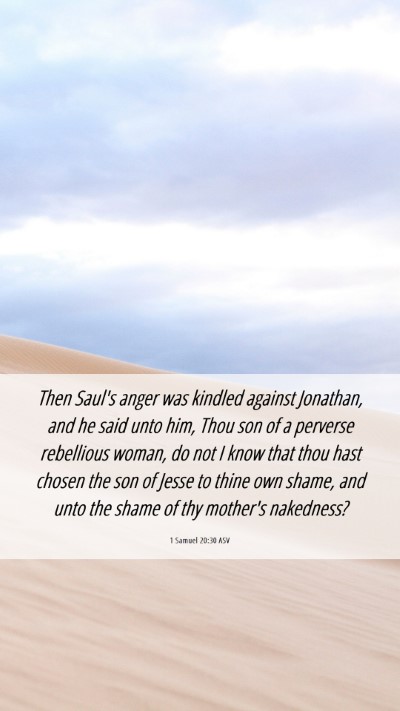 Picture 06 - 1 Samuel 20:30 ASV Mobile Phone Wallpaper - Then Saul's anger was kindled against Jonathan, - Mobile Bible Verse Wallpaper
