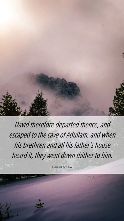 Picture 06 - 1 Samuel 22:1 ASV Mobile Phone Wallpaper - David therefore departed thence, and escaped to - Mobile Bible Verse Wallpaper
