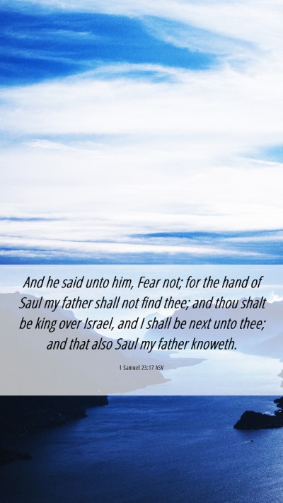 Picture 06 - 1 Samuel 23:17 ASV Mobile Phone Wallpaper - And he said unto him, Fear not; for the hand of - Mobile Bible Verse Wallpaper