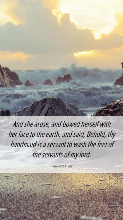 Picture 06 - 1 Samuel 25:41 ASV Mobile Phone Wallpaper - And she arose, and bowed herself with her face to - Mobile Bible Verse Wallpaper