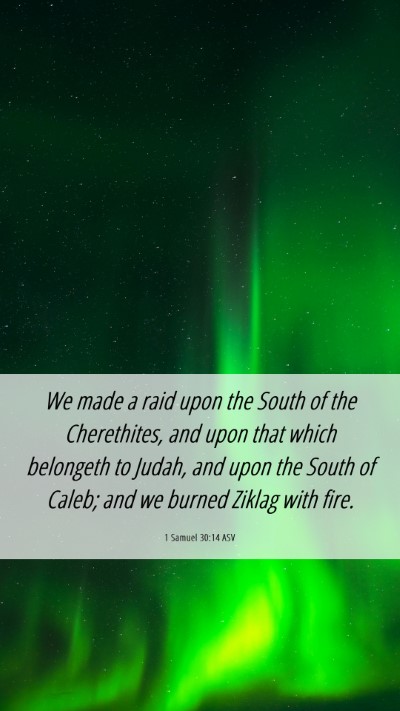 Picture 06 - 1 Samuel 30:14 ASV Mobile Phone Wallpaper - We made a raid upon the South of the Cherethites, - Mobile Bible Verse Wallpaper