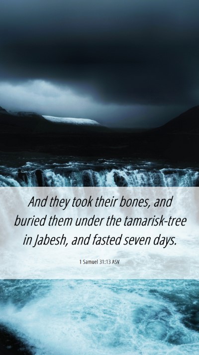 Picture 06 - 1 Samuel 31:13 ASV Mobile Phone Wallpaper - And they took their bones, and buried them under - Mobile Bible Verse Wallpaper