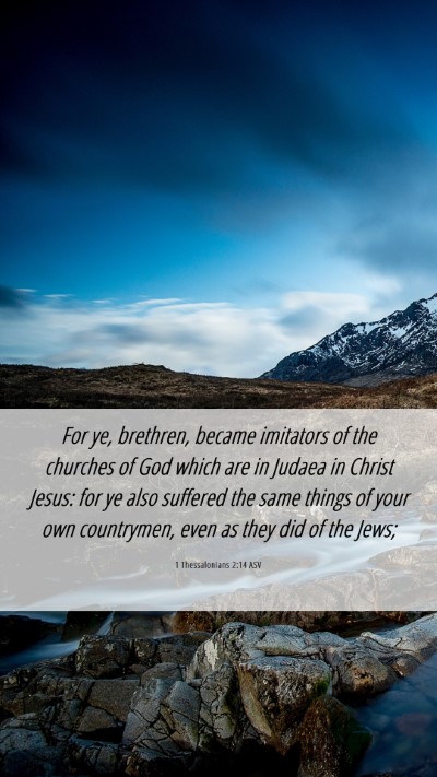 Picture 06 - 1 Thessalonians 2:14 ASV Mobile Phone Wallpaper - For ye, brethren, became imitators of the - Mobile Bible Verse Wallpaper