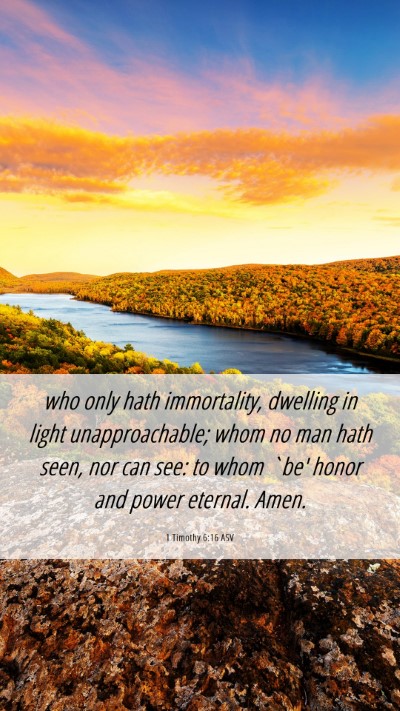 Picture 06 - 1 Timothy 6:16 ASV Mobile Phone Wallpaper - who only hath immortality, dwelling in light - Mobile Bible Verse Wallpaper