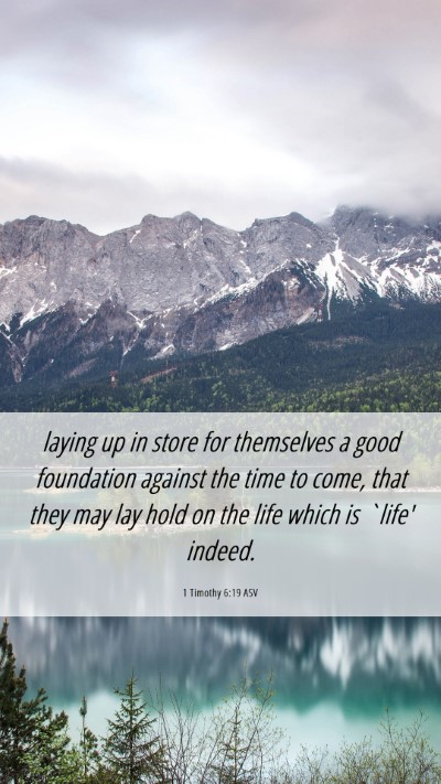 Picture 06 - 1 Timothy 6:19 ASV Mobile Phone Wallpaper - laying up in store for themselves a good - Mobile Bible Verse Wallpaper