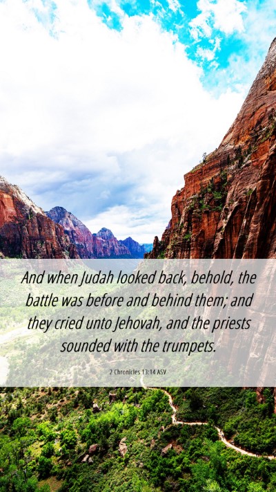 Picture 06 - 2 Chronicles 13:14 ASV Mobile Phone Wallpaper - And when Judah looked back, behold, the battle - Mobile Bible Verse Wallpaper