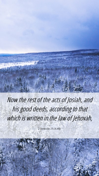 Picture 06 - 2 Chronicles 35:26 ASV Mobile Phone Wallpaper - Now the rest of the acts of Josiah, and his good - Mobile Bible Verse Wallpaper
