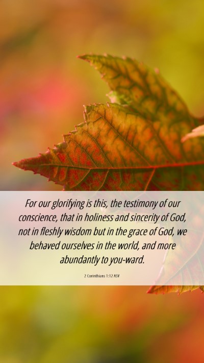 Picture 06 - 2 Corinthians 1:12 ASV Mobile Phone Wallpaper - For our glorifying is this, the testimony of our - Mobile Bible Verse Wallpaper