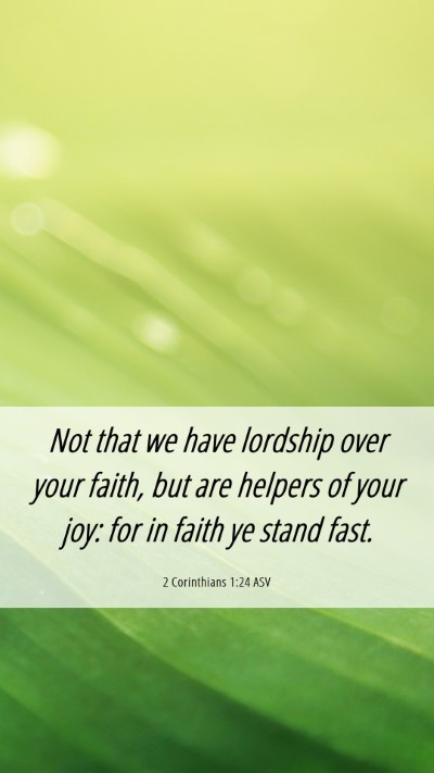 Picture 06 - 2 Corinthians 1:24 ASV Mobile Phone Wallpaper - Not that we have lordship over your faith, but - Mobile Bible Verse Wallpaper