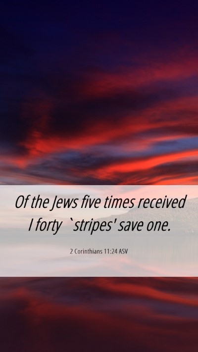 Picture 06 - 2 Corinthians 11:24 ASV Mobile Phone Wallpaper - Of the Jews five times received I forty `stripes' - Mobile Bible Verse Wallpaper